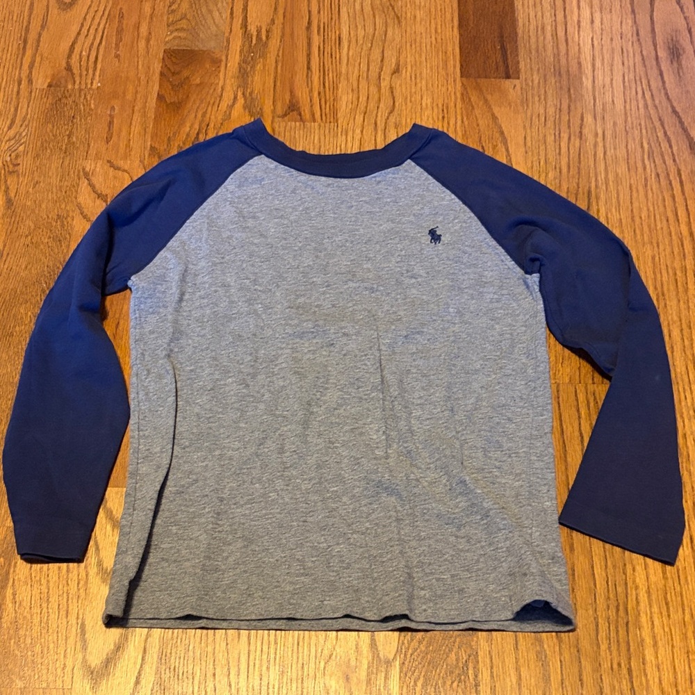 Polo Ralph Lauren Kids Long Sleeve Navy and Gray Tee